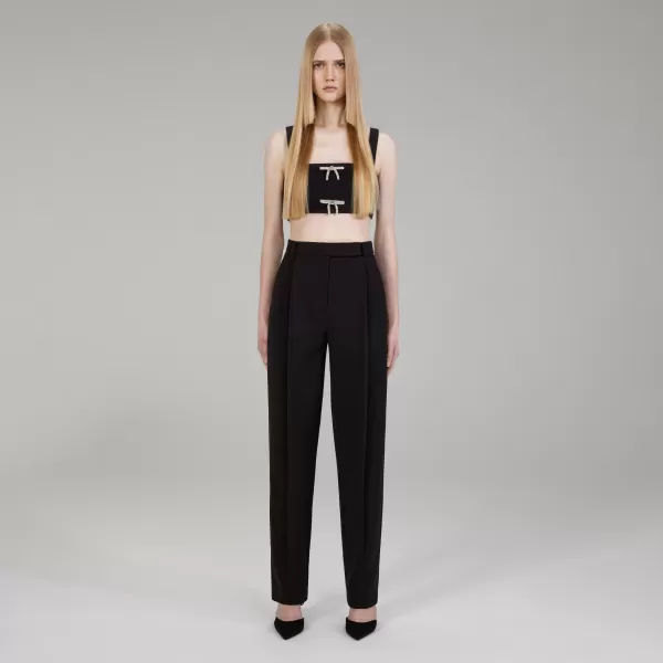 Bottoms*Self-Portrait Black Crepe Trousers