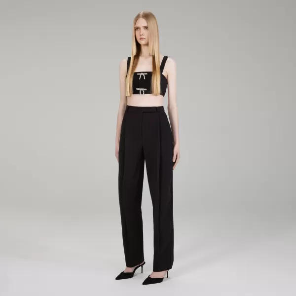 Bottoms*Self-Portrait Black Crepe Trousers