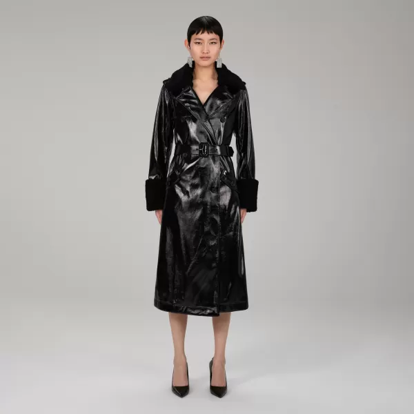 Outerwear*Self-Portrait Black Patent Coat