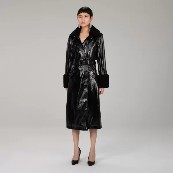 Outerwear*Self-Portrait Black Patent Coat