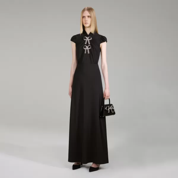 Dresses*Self-Portrait Black Stretch Crepe Maxi Dress