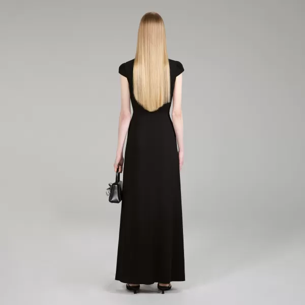 Dresses*Self-Portrait Black Stretch Crepe Maxi Dress