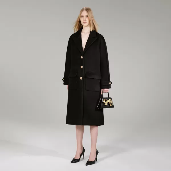 Outerwear*Self-Portrait Black Wool Coat