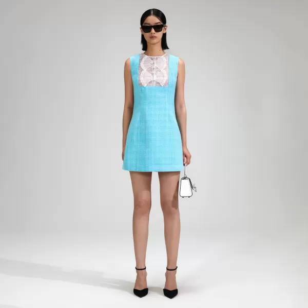 Dresses*Self-Portrait Blue Boucle Mini Dress