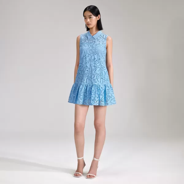 Dresses*Self-Portrait Blue Broderie Mini Dress