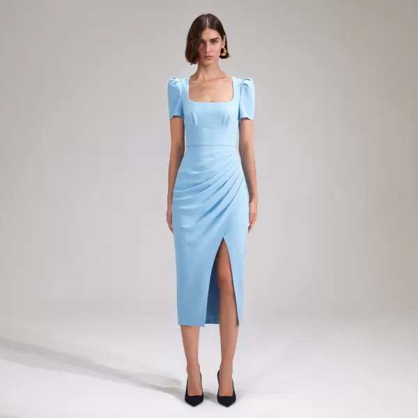 Dresses*Self-Portrait Blue Crepe Midi Dress