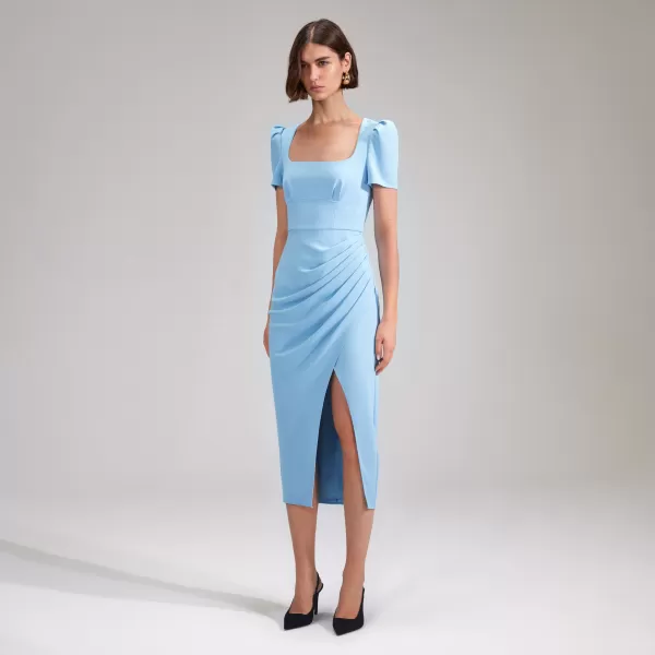 Dresses*Self-Portrait Blue Crepe Midi Dress