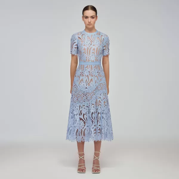 Dresses*Self-Portrait Blue Prairie Midi Dress