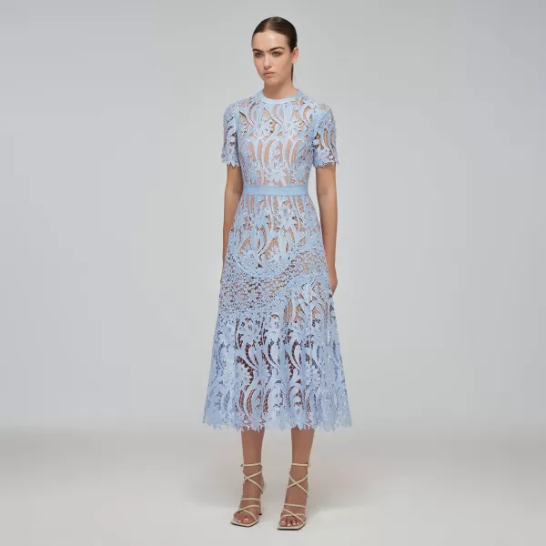 Dresses*Self-Portrait Blue Prairie Midi Dress