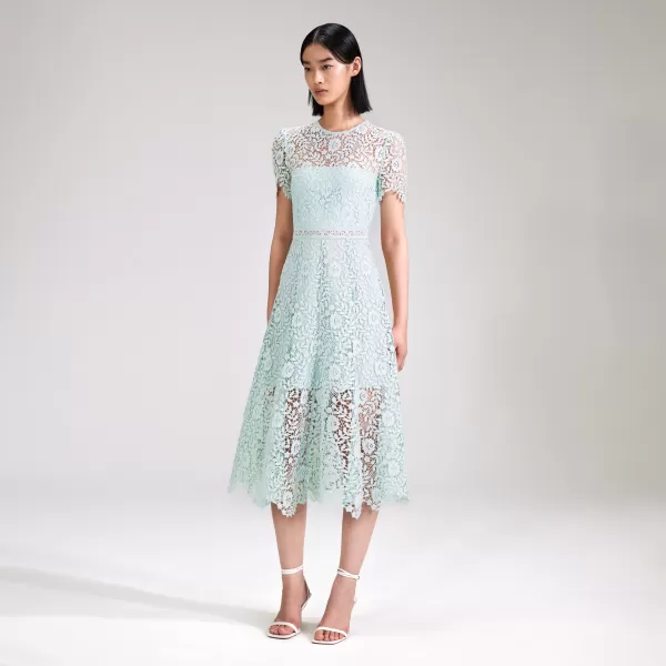 Dresses*Self-Portrait Blue Rose Lace Midi Dress