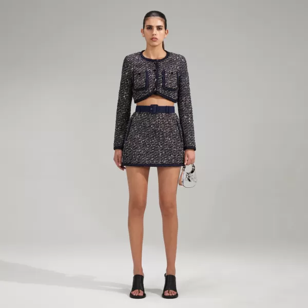 Bottoms*Self-Portrait Boucle Mini Skirt With Braid Detail