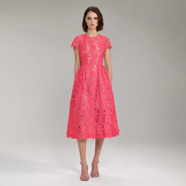 Dresses*Self-Portrait Bright Pink Peony Midi Dress