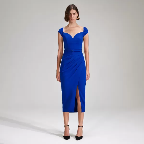 Dresses*Self-Portrait Cobalt Crepe Midi Dress