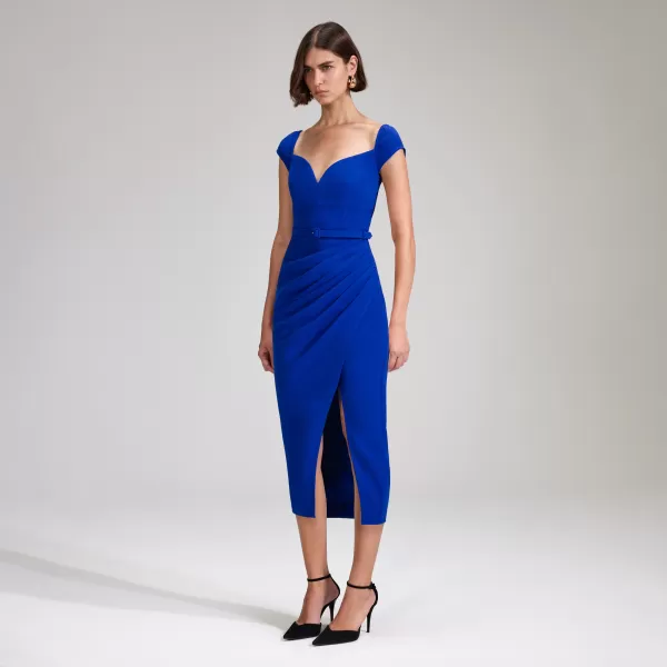 Dresses*Self-Portrait Cobalt Crepe Midi Dress