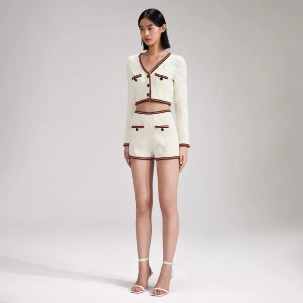 Knitwear*Self-Portrait Cream Cable Knit Short