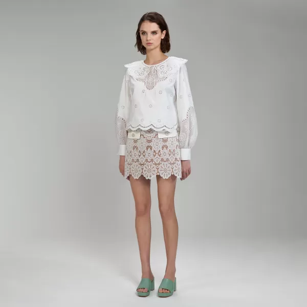 Tops*Self-Portrait Daisy Cotton Broderie Anglaise Shirt