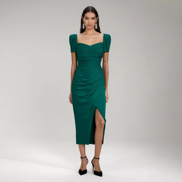 Dresses*Self-Portrait Dark Green Iris Midi Dress Dark Green Iris Midi Dress-Green