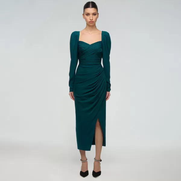 Dresses*Self-Portrait Deep Teal Iris Midi Dress Deep Teal Iris Midi Dress-Green