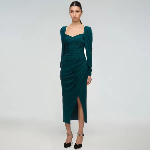 Dresses*Self-Portrait Deep Teal Iris Midi Dress Deep Teal Iris Midi Dress-Green