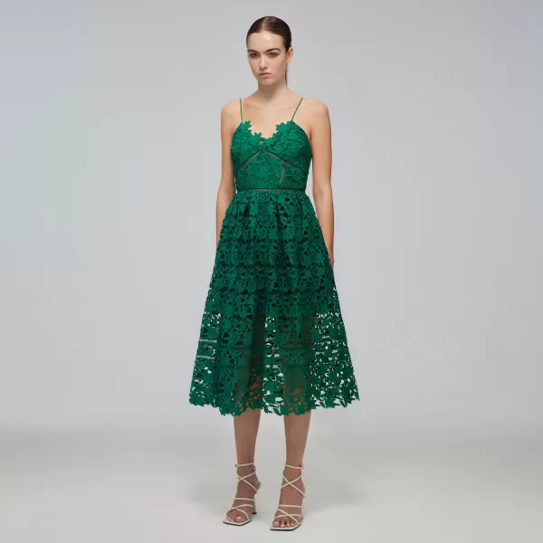 Dresses*Self-Portrait Green Azaelea Midi Dress Green Azaelea Midi Dress-Green