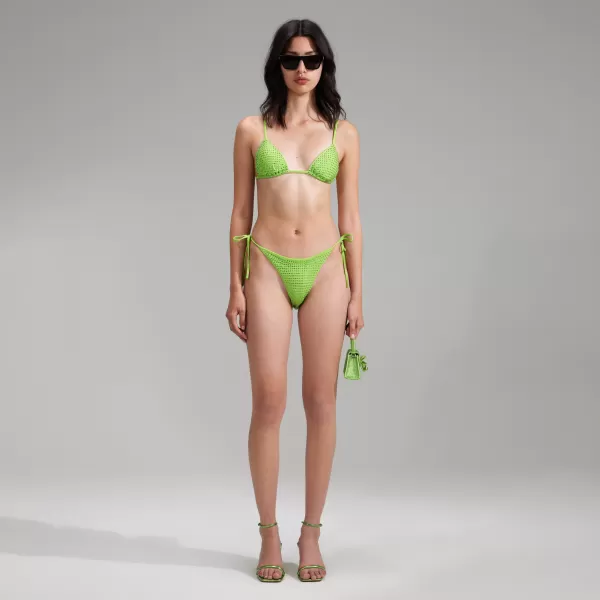 Swim & Resort*Self-Portrait Green Rhinestone Brazilian Bikini Briefs