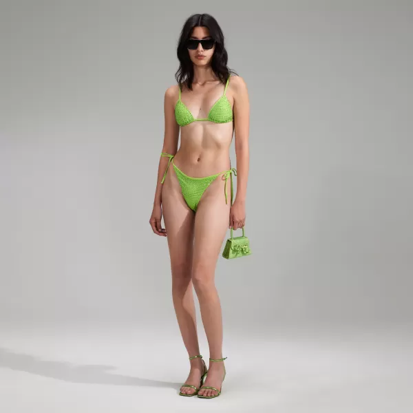 Swim & Resort*Self-Portrait Green Rhinestone Brazilian Bikini Briefs