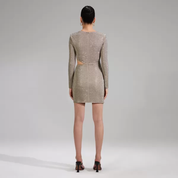 Dresses*Self-Portrait Grey Rhinestone Mini Dress