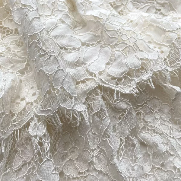 Bottoms*Self-Portrait Ivory Corded Lace Tiered Midi Skirt