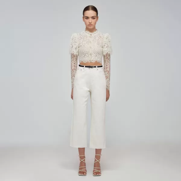 Tops*Self-Portrait Ivory Corded Lace Top