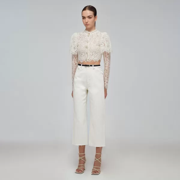 Tops*Self-Portrait Ivory Corded Lace Top