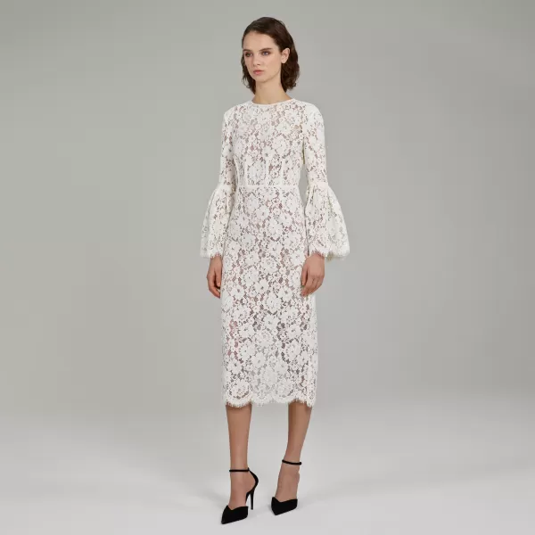 Dresses*Self-Portrait Ivory Cotton Lace Midi Dress