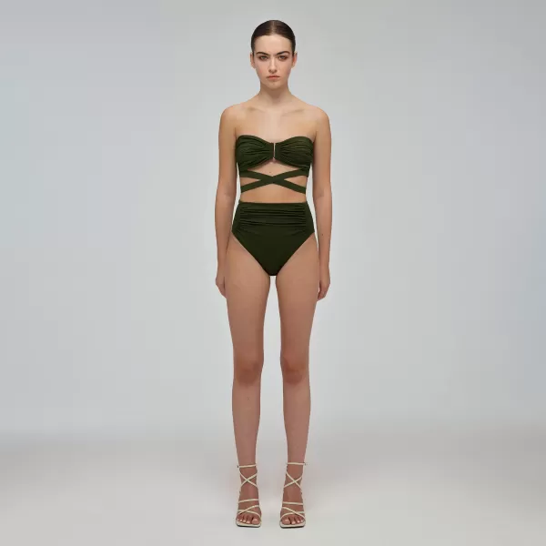 Swim & Resort*Self-Portrait Khaki High Waisted Brief