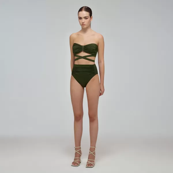 Swim & Resort*Self-Portrait Khaki High Waisted Brief