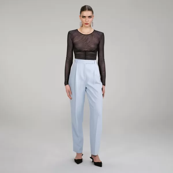 Bottoms*Self-Portrait Light Blue Crepe Trousers