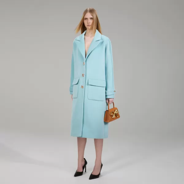 Outerwear*Self-Portrait Light Blue Wool Coat