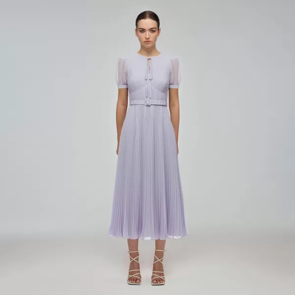 Dresses*Self-Portrait Lilac Chiffon Midi Dress