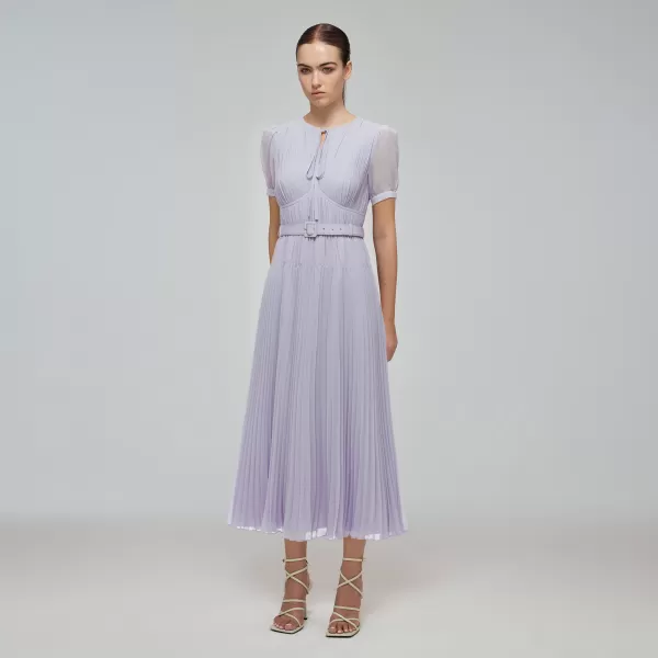 Dresses*Self-Portrait Lilac Chiffon Midi Dress