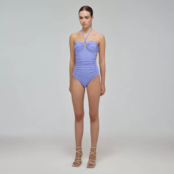 Swim & Resort*Self-Portrait Lilac Halter Neck Swimsuit