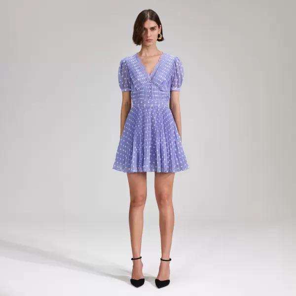 Dresses*Self-Portrait Lilac Polka Print Chiffon Mini Dress