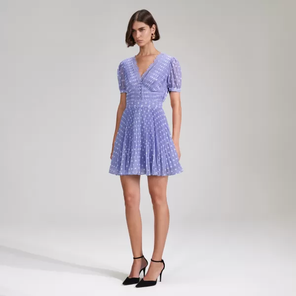 Dresses*Self-Portrait Lilac Polka Print Chiffon Mini Dress