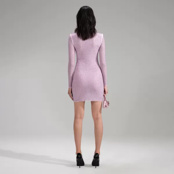 Dresses*Self-Portrait Lilac Rhinestone Mini Dress