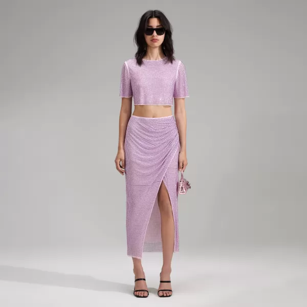 Swim & Resort*Self-Portrait Lilac Rhinestone Wrap Midi Skirt