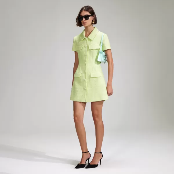 Dresses*Self-Portrait Lime Boucle Mini Dress