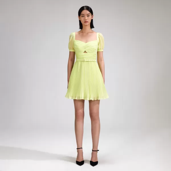 Dresses*Self-Portrait Lime Chiffon Mini Dress