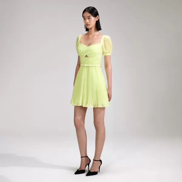 Dresses*Self-Portrait Lime Chiffon Mini Dress