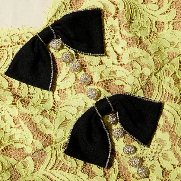 Dresses*Self-Portrait Lime Cord Lace Mini Dress With Bows