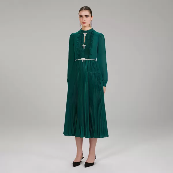 Dresses*Self-Portrait Midi Pleated Dress