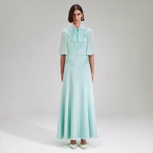 Dresses*Self-Portrait Mint Chiffon Crepe Maxi Dress