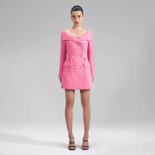 Dresses*Self-Portrait Pink Boucle Mini Dress