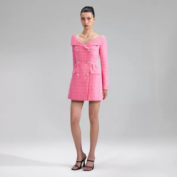 Dresses*Self-Portrait Pink Boucle Mini Dress